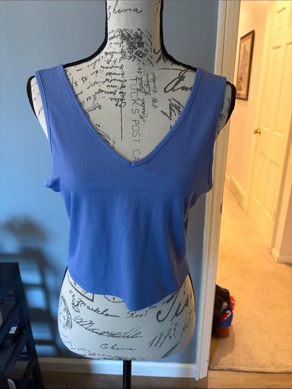 Lot of 2 SHEIN Junior XL crop tops NWOT- Periwinkle Blue & navy/gray
